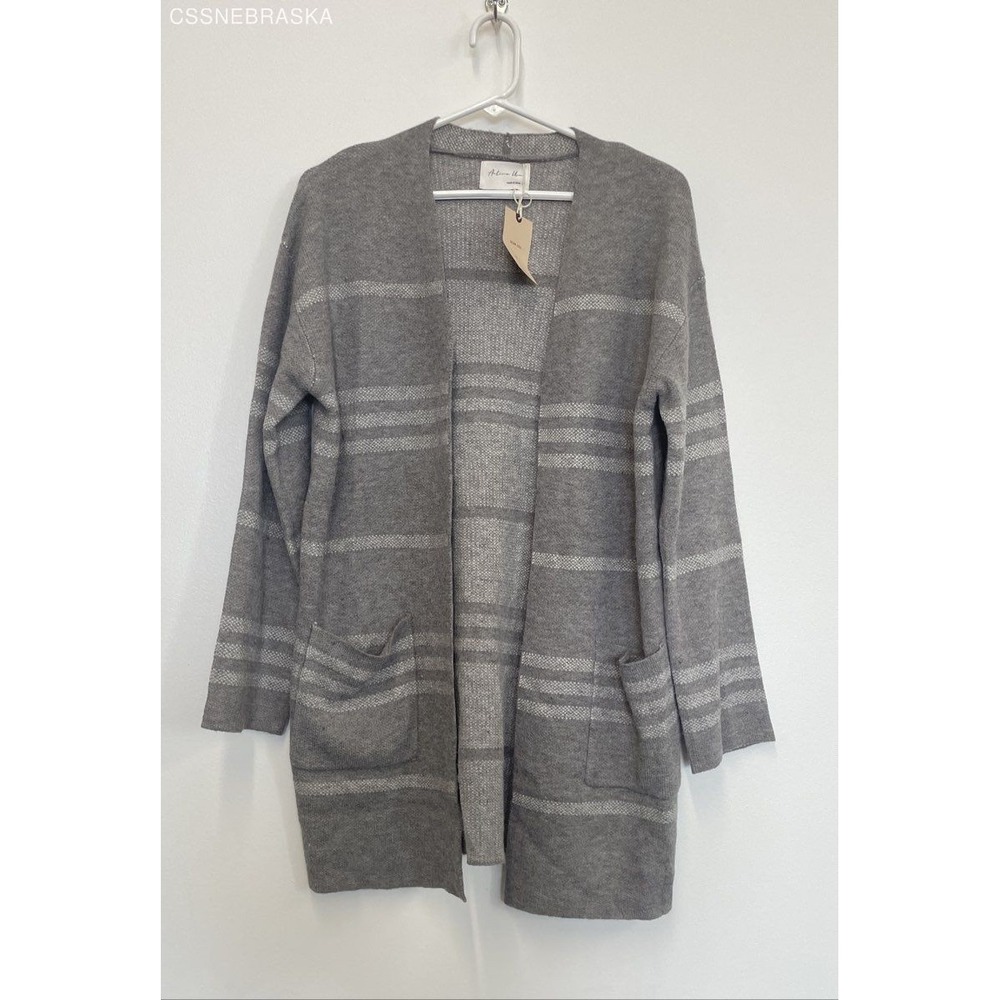 ACTIVE USA Gray Women's Cardigan Pockets Open Front Super Soft - Size M